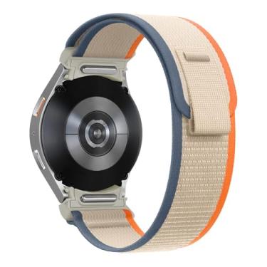 Imagem de BKUANE Para samsung galaxy watch 7 6 5 4 44mm 40mm/fe/5 pro 45mm pulseira de nylon correa watch6 clássico 47mm 43mm cinta(Orange Beige,Watch7 40mm)