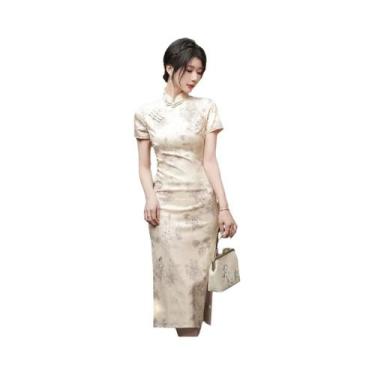 Imagem de Qipao Vintage plus Size Estilo Chinês Sexy Para Mulheres, Vestido Long