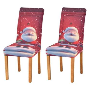 Imagem de SEHANY Conjunto de 4 capas de cadeira de gnomo de Papai Noel para sala de jantar, elástico, removível e lavável, para cozinha, hotel, festa, decoração de Natal