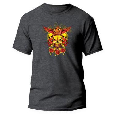 Imagem de Camiseta Basica Algodão Premium Estampa Digital Guns Skulls - Pavesi, 