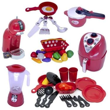 Imagem de Kit Cozinha Panela Brinquedo Air Fryer Chef Mercado 34pç - CLICKCOMPRA