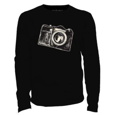 Imagem de Camiseta manga longa - Câmera Fotográfica - APE SILK, Preto, Preto, P