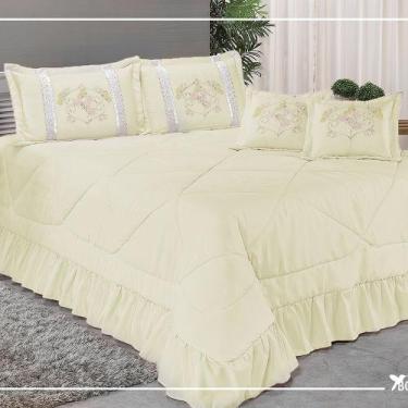 Imagem de Kit Cobre Leito Especially Casal Super King Bordada 7 Peças - Palha - 