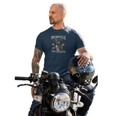 Imagem de Camisa Masculina Em Algodão Slim Fit Motorcycle Premium Azul Tamanho:G