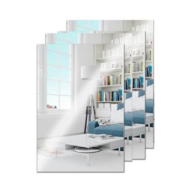 Imagem de Kit com 4 Espelhos Decorativos Retangulares 20x30cm – Acrílico Auto Adesivo para Viagem, Bolsa ou Parede(Kit Com 4 Unidades)