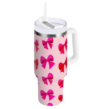 Imagem de SEHANY Lindo copo rosa de 850 g com alça, copo isolado de aço inoxidável a vácuo de parede dupla, à prova de vazamento, caneca de café isolada para viagem, cabe no suporte de copo de carro