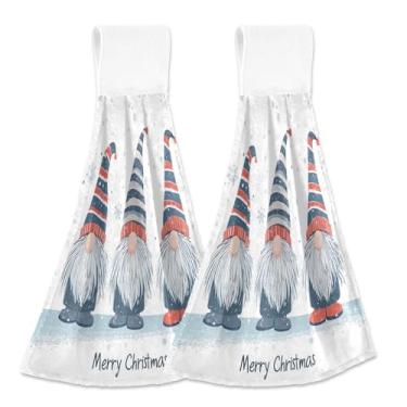 Imagem de Blueangle 2 Pçs Gnomo de Natal Gnomo Pendurado Toalha de Mão Toalha de Mão Absorvente Macio Coral Veludo Pano para Cozinha Banheiro (401)