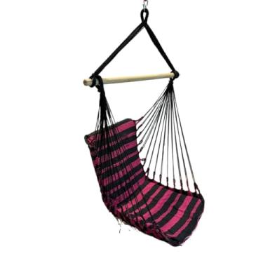 Imagem de Rede Cadeira de teto suspensa Descanso e Balanço cadeira de balanço adulto balanço(LISTRAS ROSA/PRETO)