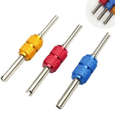 Imagem de DQITJ Conjunto de 3 peças de ferramentas de remoção de núcleo de válvula de ar condicionado, ferramenta de remoção de chave de núcleo de válvula dupla para caminhões, SUVs, ar condicionado