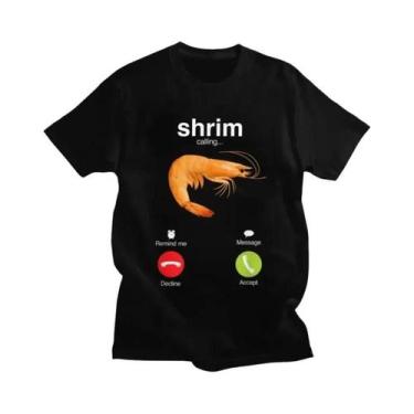 Imagem de Camiseta Feminina Engraçada Com Estampa De Camarão, Manga Curta, Estil