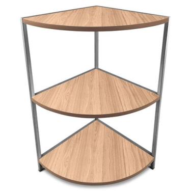 Imagem de Estante De Canto Tripla Colby Madeira/Aço - Geral, Prata/Jade