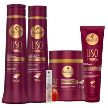 Imagem de Kit Haskell Liso com Força 500ml 4 Itens Completo + Presente Lourre 15