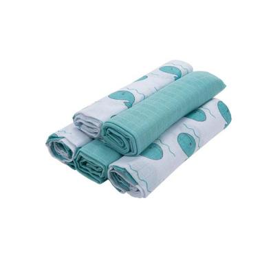Imagem de Fralda Prime de Pano para bebê 80 cm x 80 cm Baby Joy, Baleias