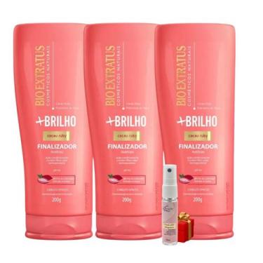 Imagem de Kit 3 Finalizador Hidratante Mais Brilho 200gr Bio Extratus + Presente