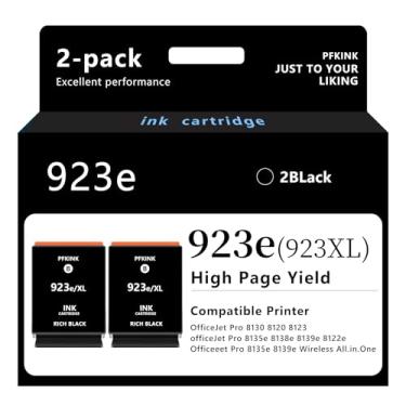 Imagem de PFKink Cartucho de tinta preta 923e 923xl de substituição para cartuchos HP 923, uso de tinta com impressora OfficeJet 8122e OfficeJet Pro 8135e 8138e 8139e (pacote com 2)