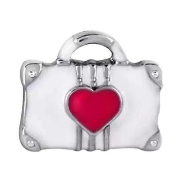 Imagem de Pingente De Maleta De Viagem Em Forma De Avião Azul E Prata, Contas DI