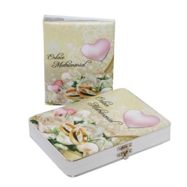 Imagem de Álbum Maleta Enlace Casamento Flores Branca Para 60 Fotos 15x21 - Pink