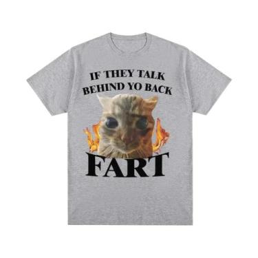 Imagem de Camiseta Casual Feminina De Manga Curta Com Estampa Engraçada De Gato 