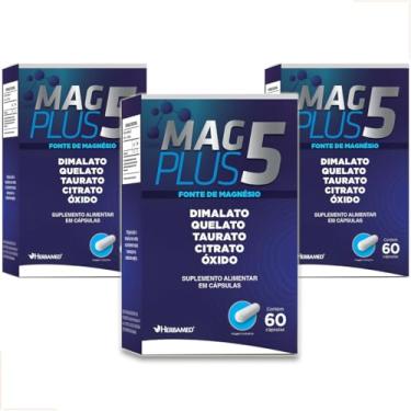 Imagem de Kit 03 Magnésio MagPlus 5 Herbamed – Magnésio Dimalato, Taurato, Quelato, Citrato e Óxido – 60 Cápsulas cada – Suplemento Mineral Avançado