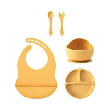 Imagem de Conjunto De Alimentação Para Bebês Em Silicone Com 5 Peças, Prato Com 