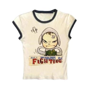 Imagem de Camiseta Cropped Feminina Y2K Harajuku Gótica Punk Emo Com Estampa Vin