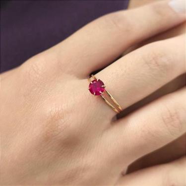 Imagem de Anel Solitário Cálice Suspenso em Ouro 18k com Rubi de Laboratório, 11