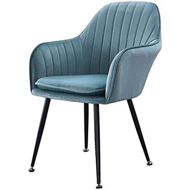Imagem de Cadeira de jantar moderna de veludo com pernas de metal, almofada macia, poltrona – Cadeira de café elegante para sala de estar, quarto, escritório – Mobiliário confortável