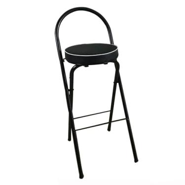 Imagem de Banqueta dobrável para café da manhã, cadeira alta dobrável 26/28/30 com assento acolchoado - banqueta redonda portátil com encosto para adultos, uso interno/externo