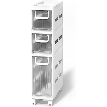 Imagem de Armário de piso de banheiro pequeno com rodas - organizador de prateleiras de banheiro de 2/3/4 níveis para prateleiras móveis em espaços pequenos