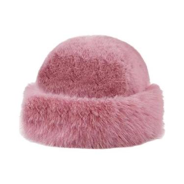 Imagem de Chapéu Bucket Feminino De Pelo Sintético Com Aba Larga, Quente E Macio