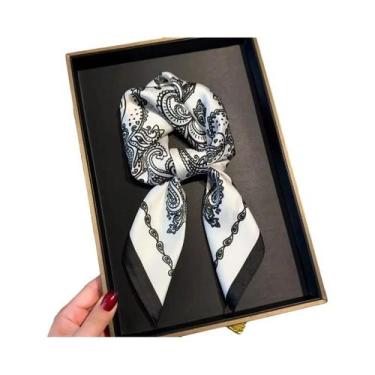 Imagem de Lenço Quadrado De Seda 70cm Feminino, Xale De Cetim, Hijab, Bandana Pa