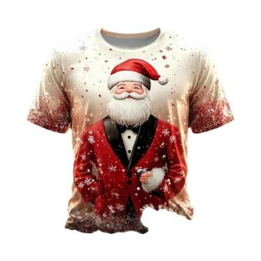 Imagem de Camiseta Masculina Oversized Com Estampa 3D De Natal, Casual, Manga Cu