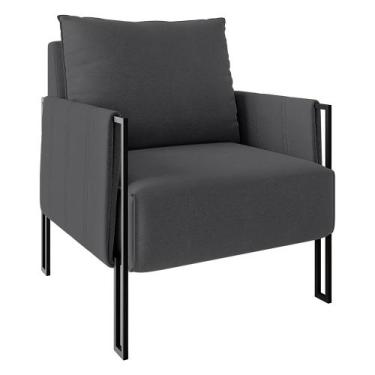 Imagem de Poltrona Virgínia Veludo Grafite Base de Ferro Preto - D'Rossi - DRoss