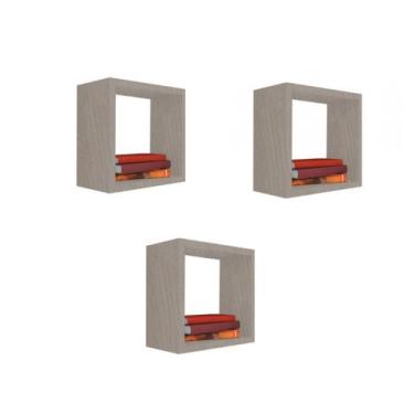 Imagem de Kit 3 Nicho Decorativo 50X50X15 cm Em Mdf Cor:Madeirado - Móveis Trova