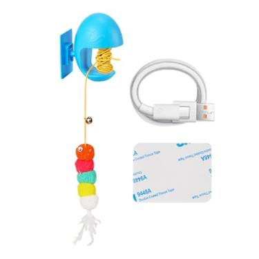 Imagem de Brinquedo de corda interativo para gatos, animais entediados, provocador elétrico | Brinquedo interativo retrátil para gatos pequenos, médios, grandes, sala de estar, , armário e porta de