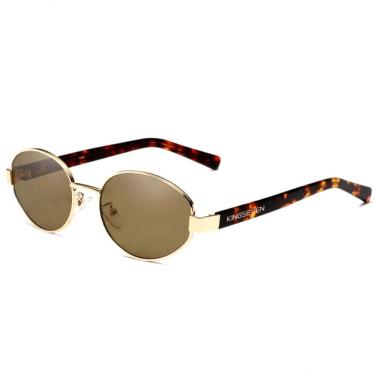 Imagem de Oculos De Sol Unissex Polarizado Design Retro Oval Com Proteção Uv400 Marrom