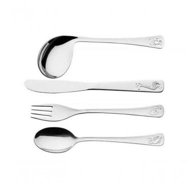 Imagem de Jogo De Talheres Infantil Tramontina Baby Friends Em Inox Com Desenho Alto Relevo 4 Peças