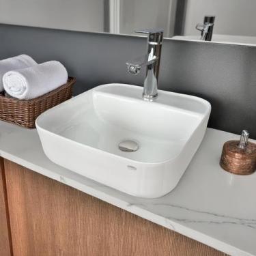 Imagem de Conjunto Cuba Banheiro C/ Torneira Fit Cromado E Válvula - Smart DEPOT