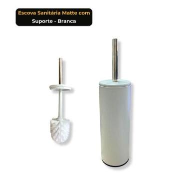 Imagem de Escova Sanitária Acabamento Matte Suporte com Tampa Cabo Aço Inox Bran