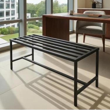 Imagem de Banco 60cm Assento Estilo Industrial Em Aço Reforçado Preto - BRAUNA I