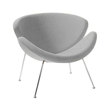 Imagem de Poltrona Design Trevo Suede Cinza Base Cromada