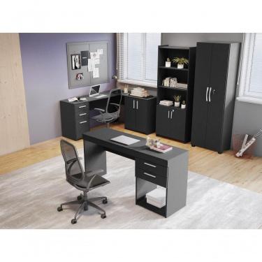 Imagem de Conjunto Para Escritório 2 Mesas 2 Armários Altos Preto