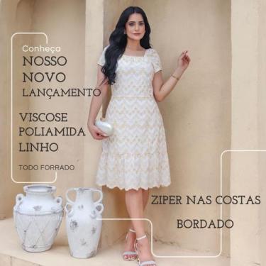 Imagem de Vestido magali em viscose com poliamida e linho - Valeria Alves Marca,