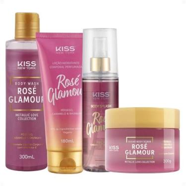 Imagem de Kit Kiss Ny Rosé Glamour: Sabonete Líquido 300ml, Esfoliante Corporal 