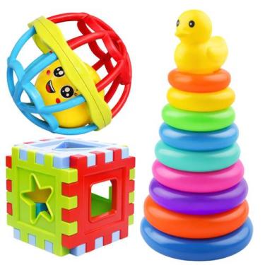 Imagem de Kit Completo De Brinquedos Educativos Bebê Criança Cubo com Torre Didá