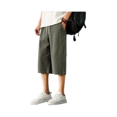 Imagem de Shorts Masculinos Leves De Algodão E Linho Para O Verão, Cor Sólida, S