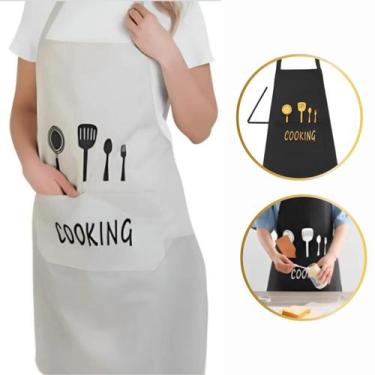 Imagem de Avental De Cozinha PVC 70x60cm Impermeável Alças Ajustáveis Cooking Do