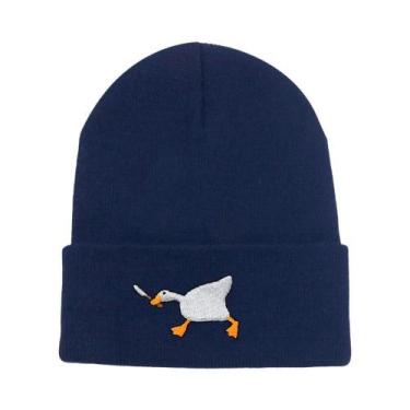 Imagem de Gorro De Inverno Unissex Tricotado Com Bordado De Ganso, Touca Quente 