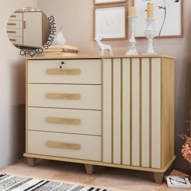 Imagem de Cômoda Grécia com 1 Porta com Detalhe Ripado e 4 Gavetas 1 Tranca com 