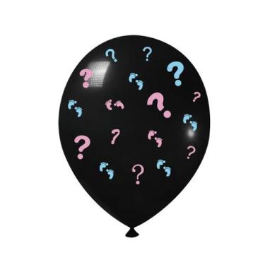 Imagem de Balão bexiga chá revelação bebê interrogação  preto 9 pol. - TAMAROZZI